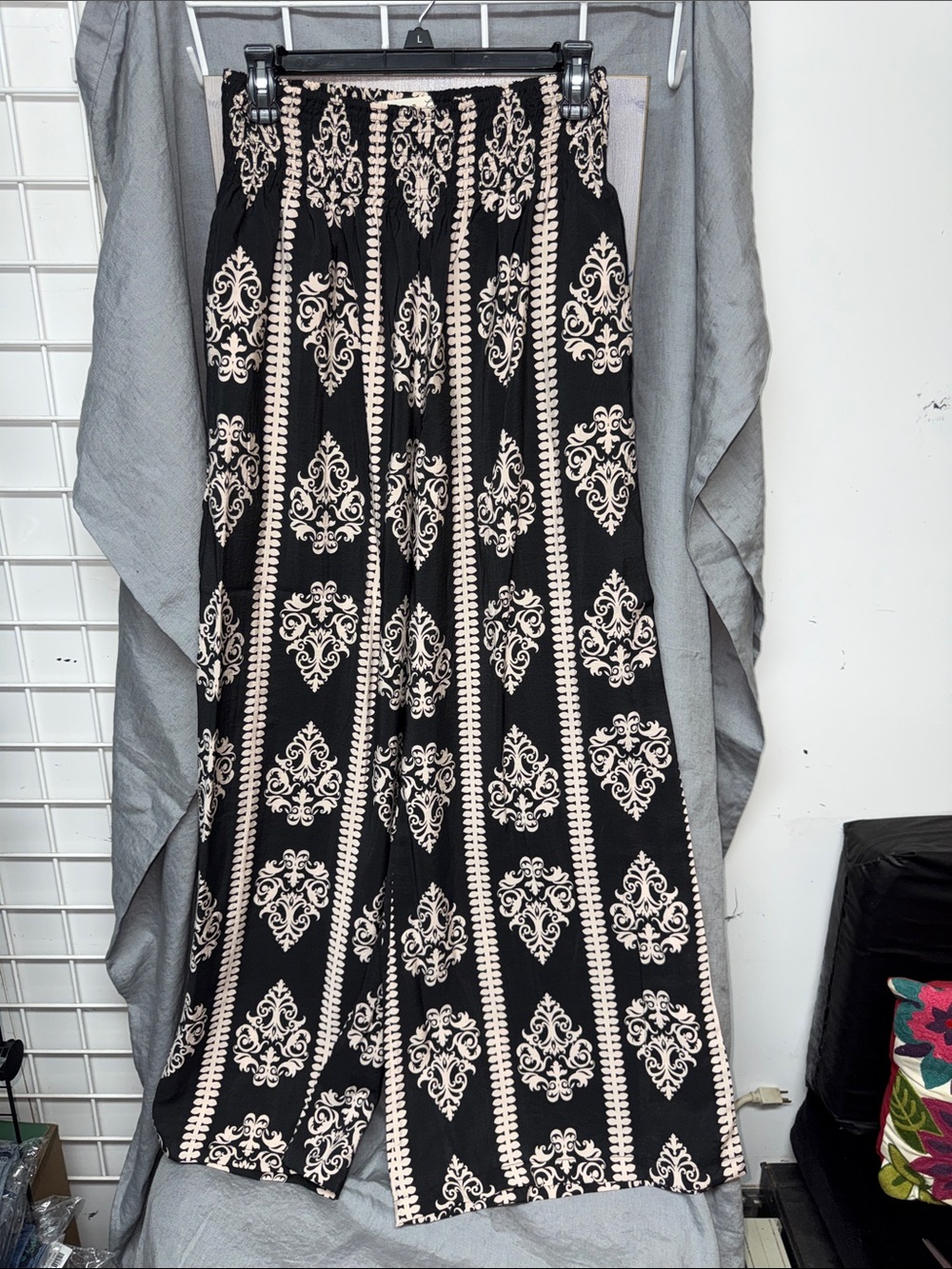 Vine & Love Black and Cream Patterned Trousers